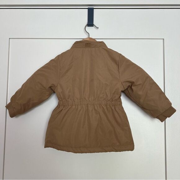 H&M Jacket Girls Puff Puffer Coat Winter Beige 12M Months Full Zip Pockets - Picture 6 of 12